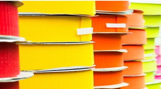 Colorful rolls of velcro hook and loop fasteners