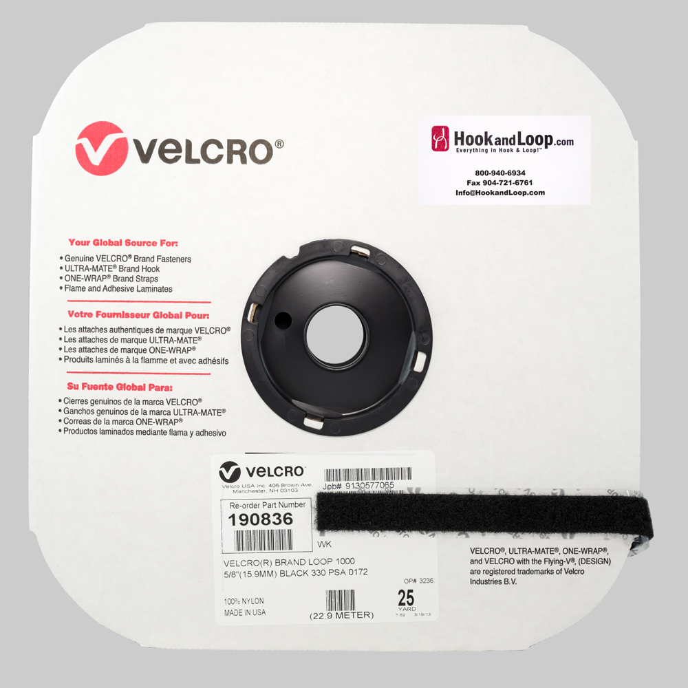5/8" - Velcro® brand Pressure Sensitive Adhesive Loop: Acrylic - Black 190836