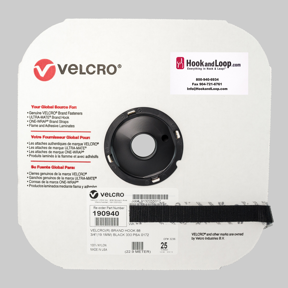 3/4" - Velcro® brand Pressure Sensitive Adhesive Hook: Acrylic - Black 190940