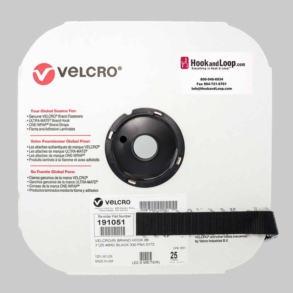 1" - Velcro® brand Pressure Sensitive Adhesive Hook: Acrylic - Black 191051