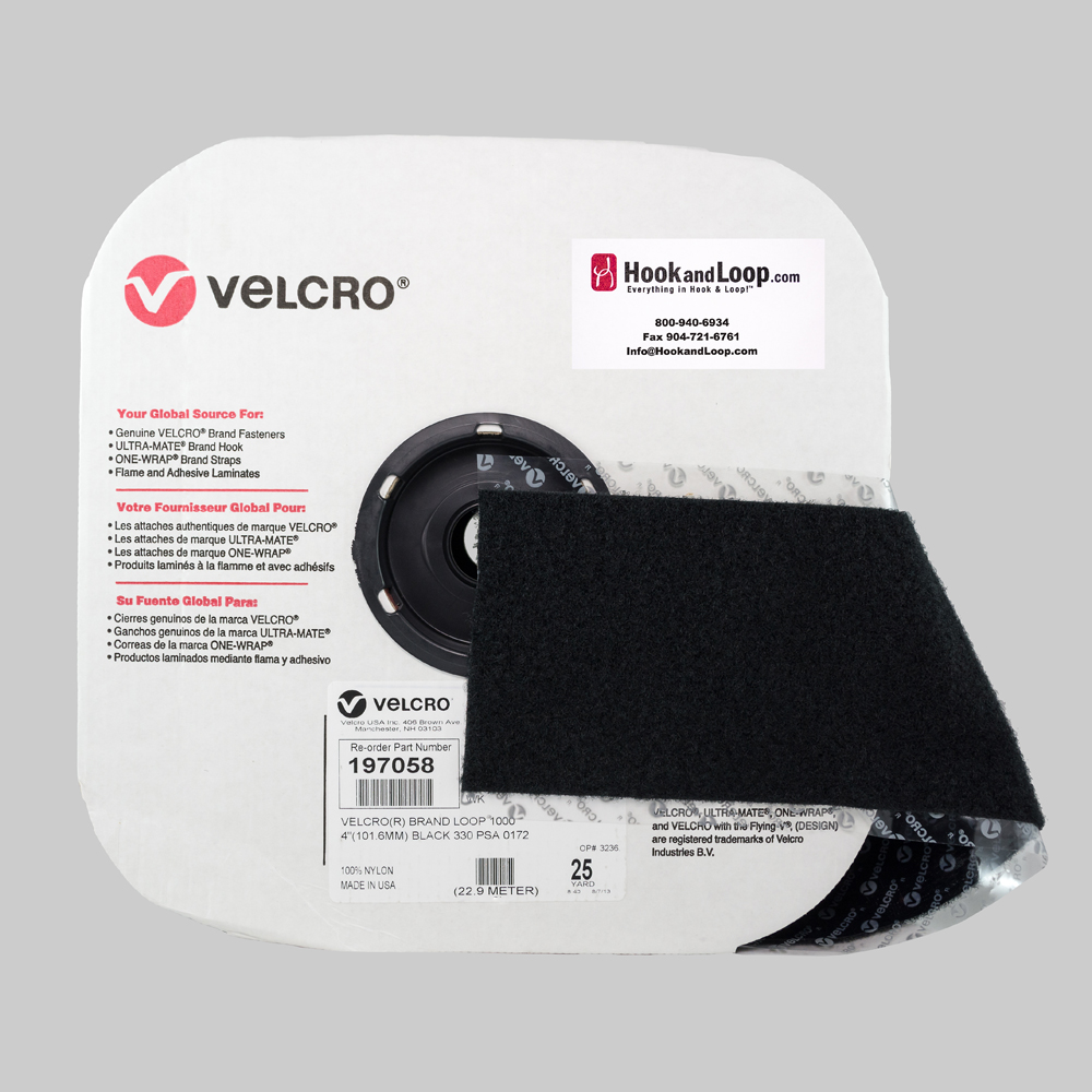 4" - Velcro® brand Pressure Sensitive Adhesive Loop: Acrylic - Black 197058