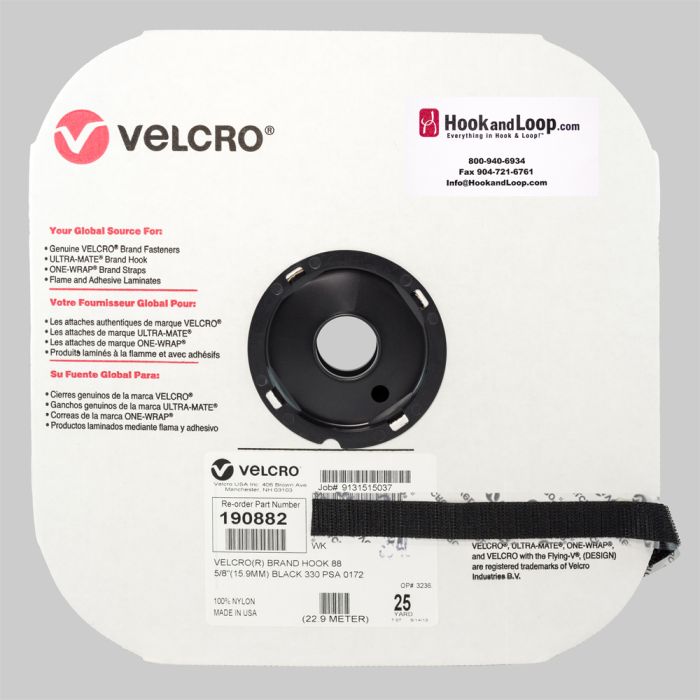 1/2" wide Velcro® Brand ACRYLIC Adhesive Tape Strips Hook and Loop Black Velcro 