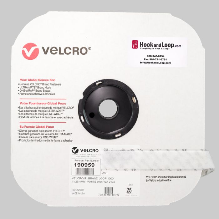 I udlandet ulækkert tæmme White VELCRO® Brand Pressure Sensitive Adhesive - Loop, 1”