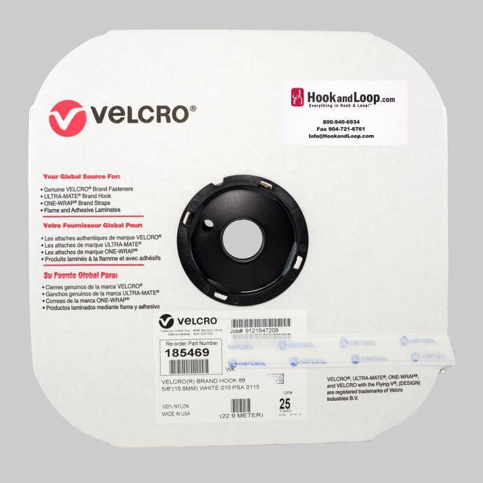5/8" - Velcro® brand Pressure Sensitive Adhesive Hook: Rubber - White 185469