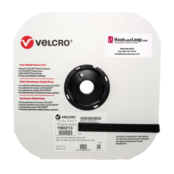 5/8" - VELCRO® Brand Hook Sew-On - Black 190213