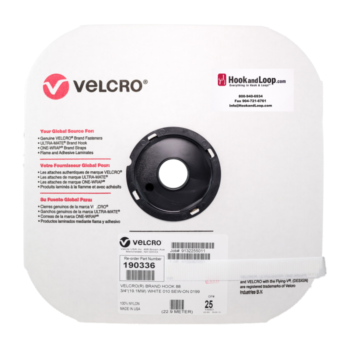 2" - VELCRO® Brand Hook Sew-On - White 190749