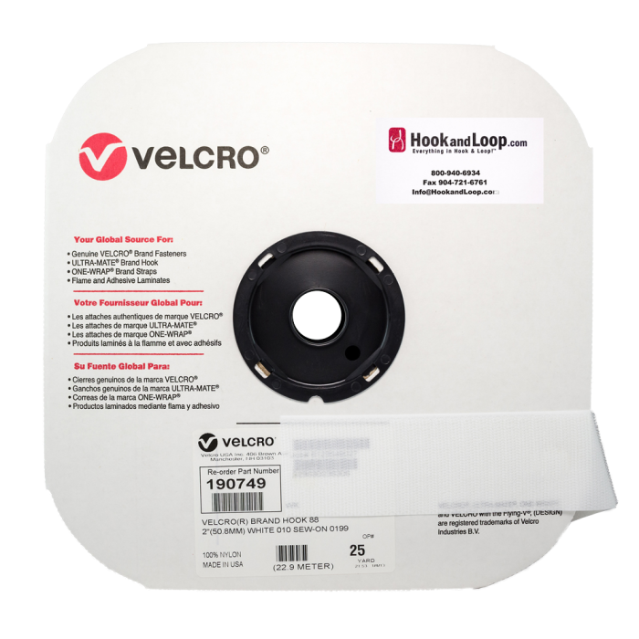 2" - VELCRO® Brand Hook Sew-On - White 190749