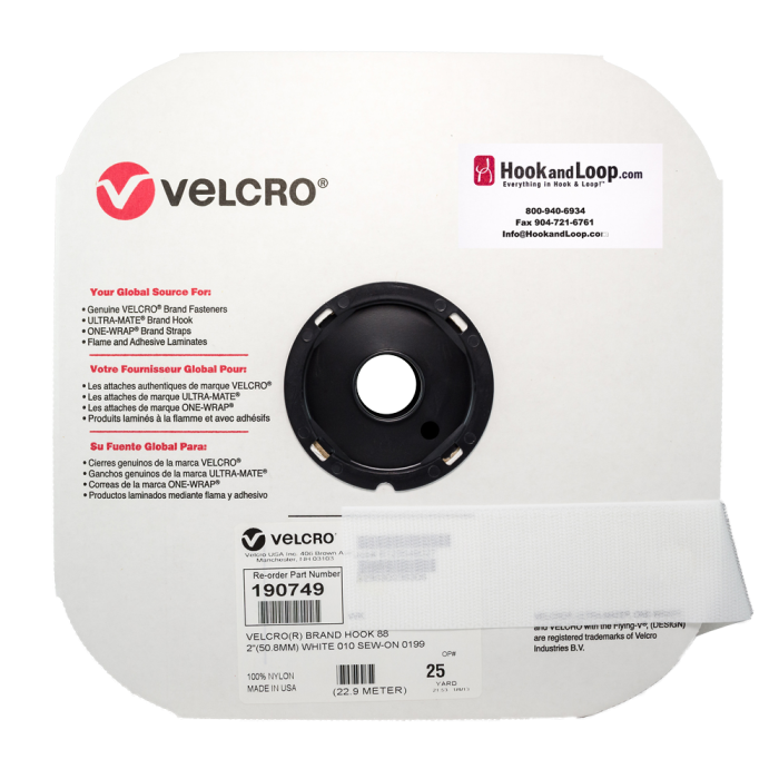 2" - VELCRO® Brand Hook 65 - White, Sew-On 159923