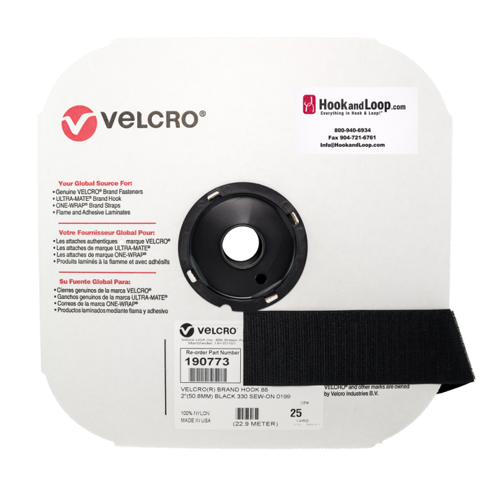 2" - VELCRO® Brand Hook Sew-On - Black 190773