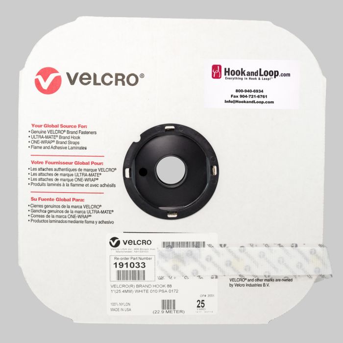 1" - Velcro® brand Pressure Sensitive Adhesive Hook: Acrylic - White 191033