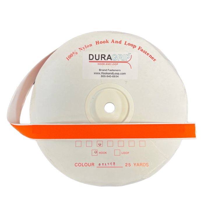 1" - DuraGrip® Brand Hook - Orange, Rubber Peel & Stick Adhesive DG10ORHRUBBER