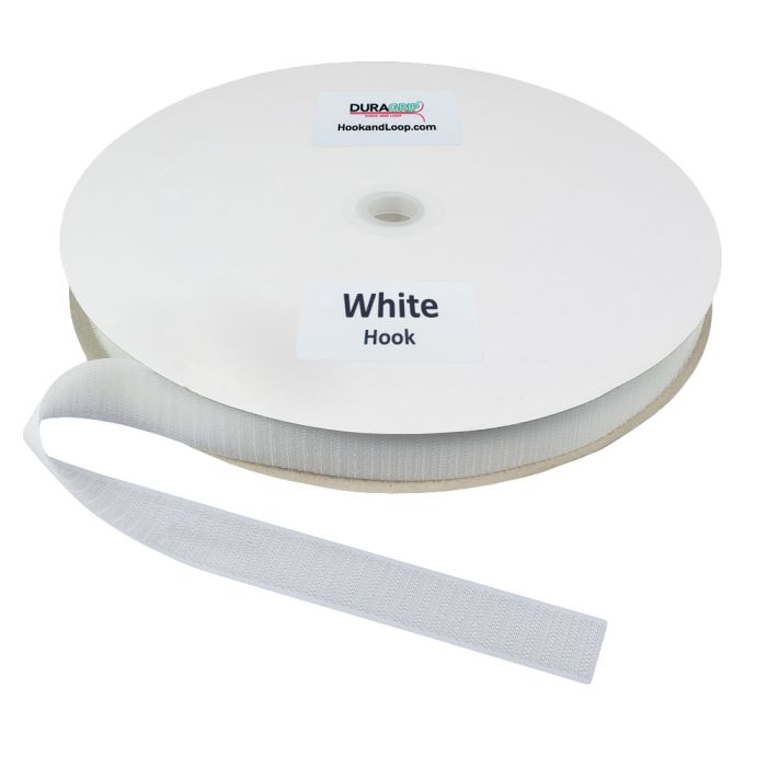 1" - DuraGrip Brand Polyester Hook Sew-On - White DG10WHHPLY