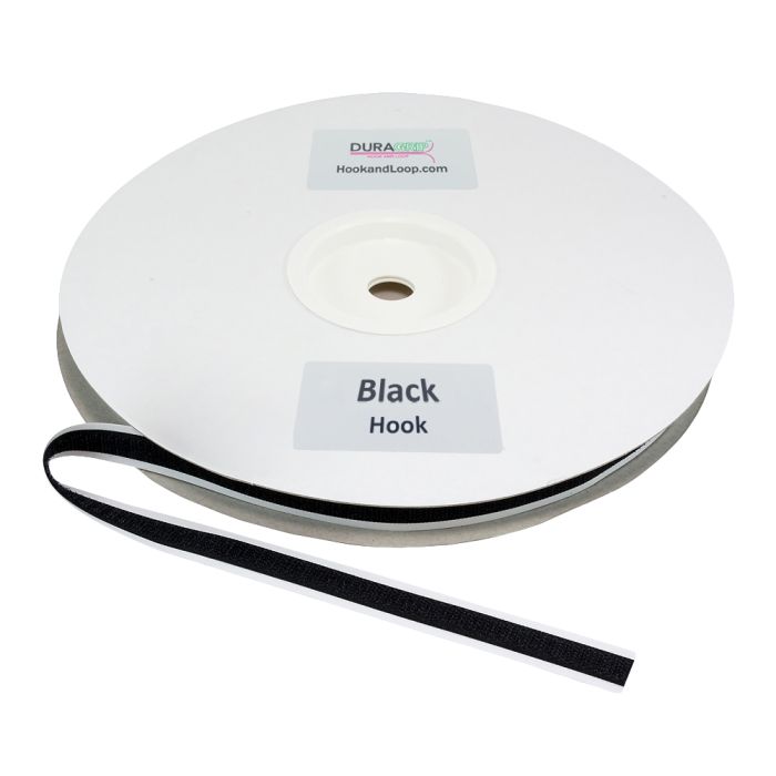 1/2" - DuraGrip Brand Hook Peel & Stick: Rubber - Black DG12BLHR