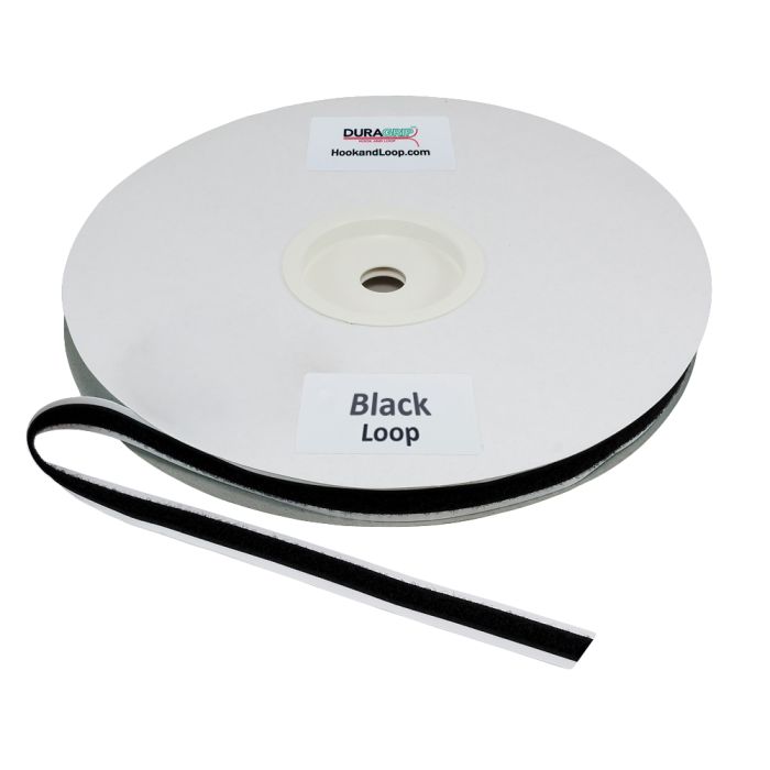 1/2" - DuraGrip Brand Loop Peel & Stick: Rubber - Black DG12BLLR