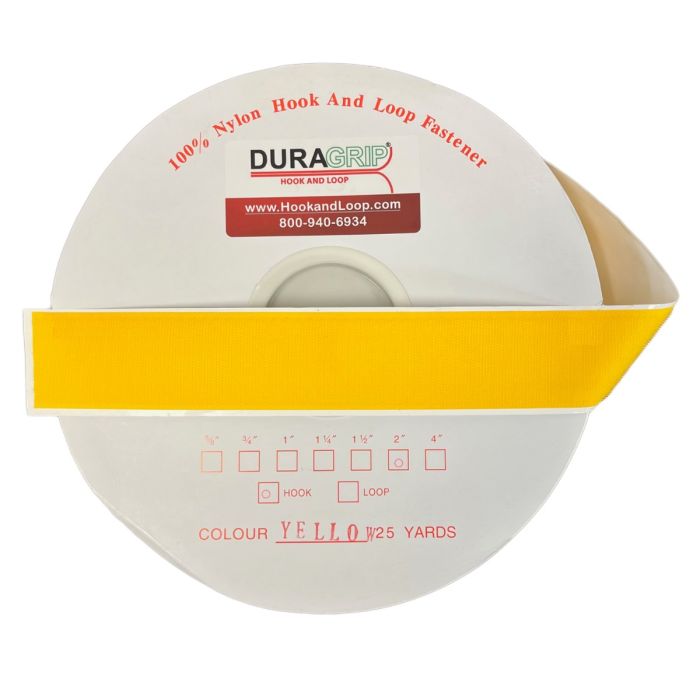 2" - DuraGrip Brand Hook Peel & Stick: Rubber - Yellow DG20YWHR