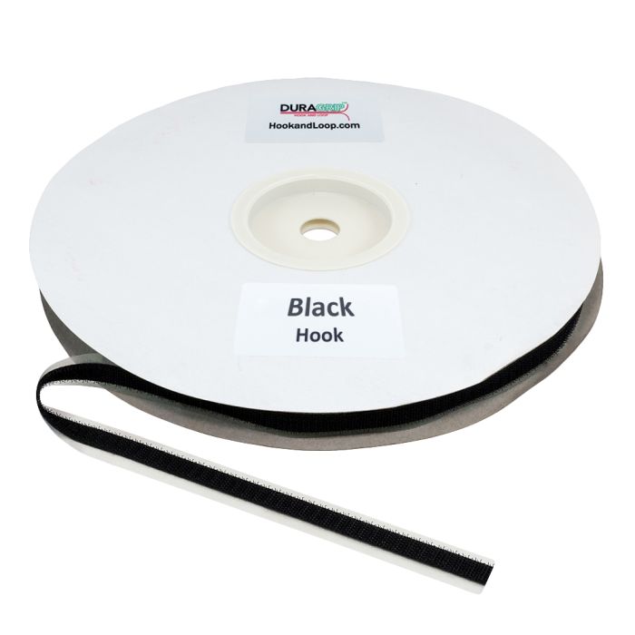 3/8" - DuraGrip® Brand Hook - Black, Rubber Peel & Stick Adhesive DG38BLHR