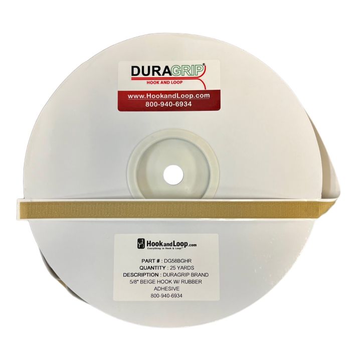 5/8" - DuraGrip Brand Hook Peel & Stick: Rubber - Beige DG58BGHR