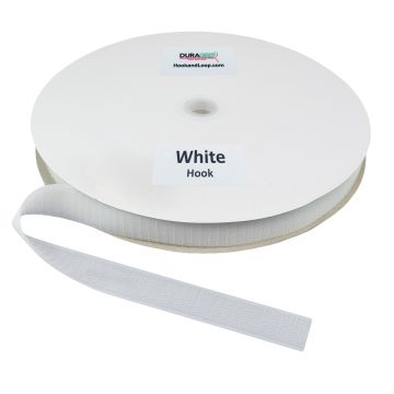 1" - DuraGrip Brand Polyester Hook Sew-On - White DG10WHHPLY