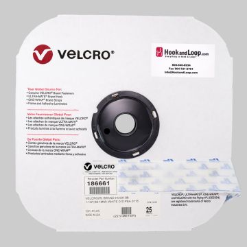 1.5" - Velcro® brand Pressure Sensitive Adhesive Hook: Rubber - White 186661