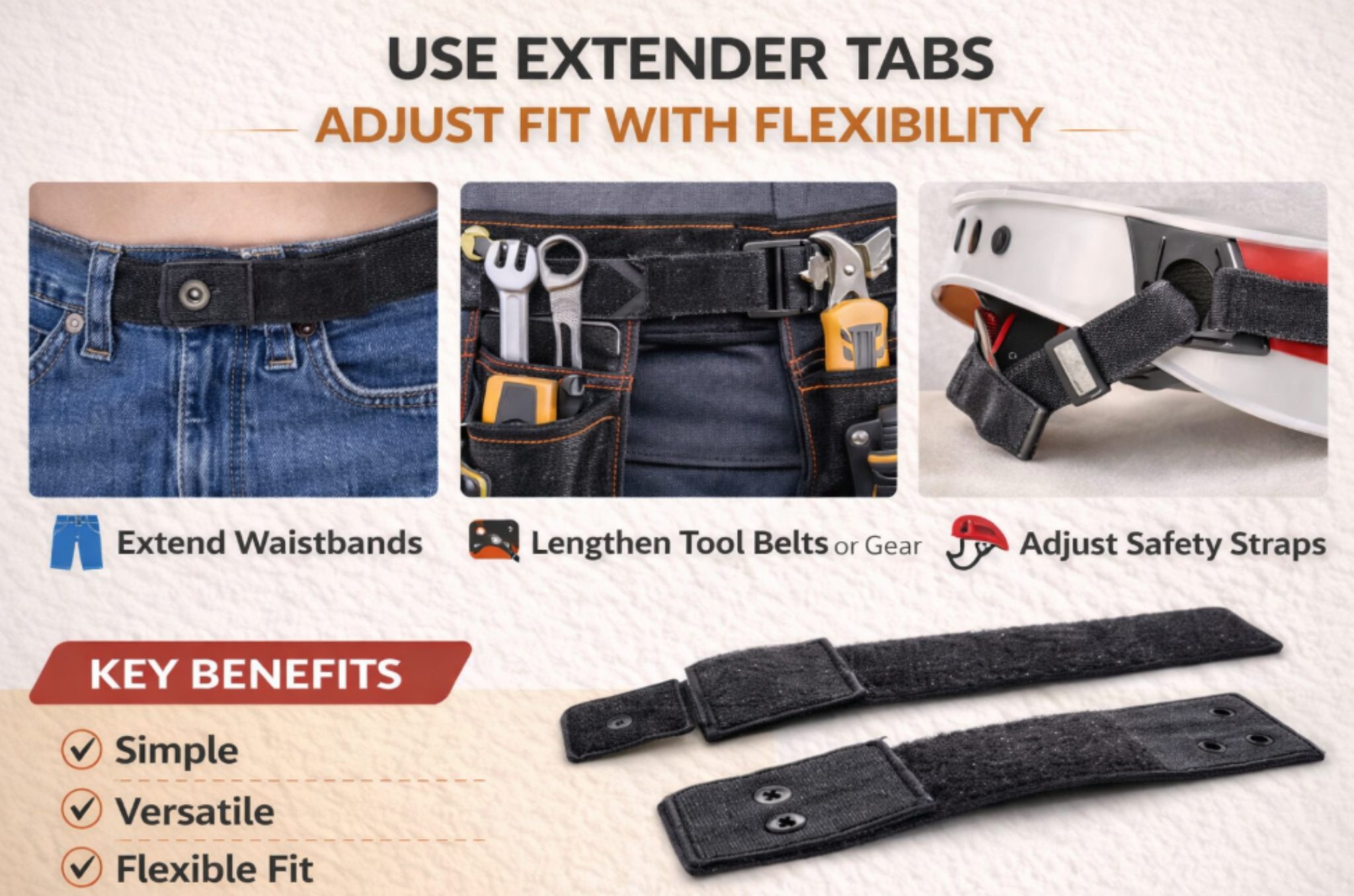 Use Velcro Extender Tabs