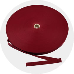 Roll of burgundy webbing for sewing